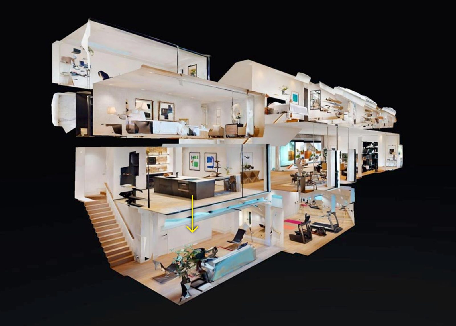 3D scan of a house shown as a cutaway